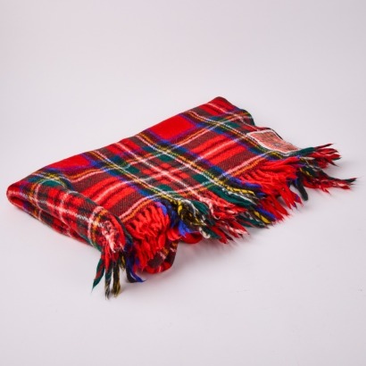 A Red Tartan Monty Wool Rug