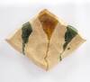 Large Diamond Dish with Pressed Pattern in Cream with Gold and Green, 2006