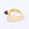 14ct Yellow Gold, Contemporary, Sugar Loaf Garnet / .20ct Diamond Ring - 2