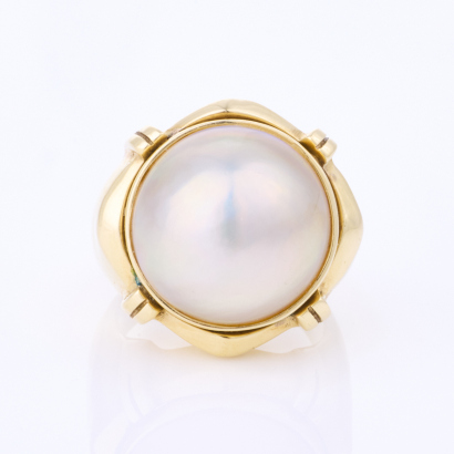 14ct Yellow Gold, 16.0mm Mabe Pearl Ring