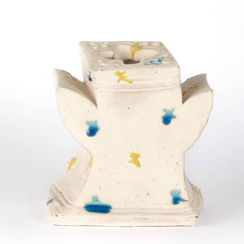 Cream Vase with Turquoise and Yellow Crosses, 1990s