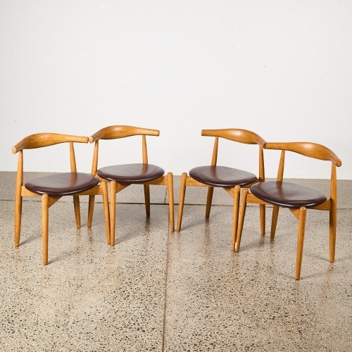 A Set Of Four Replica Hans J. Wegner Elbow Chairs