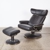 A Norwegian Stressless Jazz Leather Recliner Lounge Chair & Stool