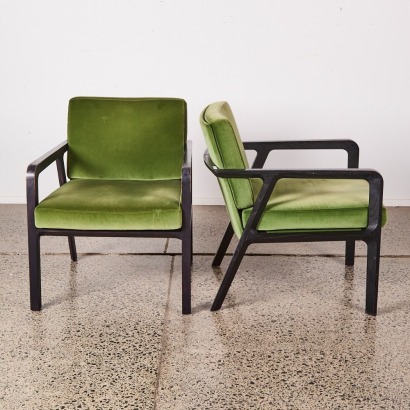 A Pair Of JWB Armchairs In Green Velvet Backhouse