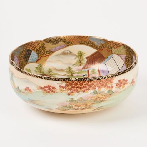 A Japanese 20th Century Painted And Gilt ‘Ladies’ Lobed Bowl (Mei Shan Stamp)