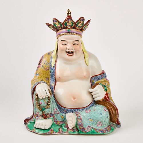 A Chinese 20th Century Maitreya Buddha Statue (Jiangxi Jingde Zeng Longsheng Produce)