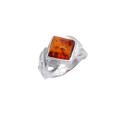 Silver Amber Ring