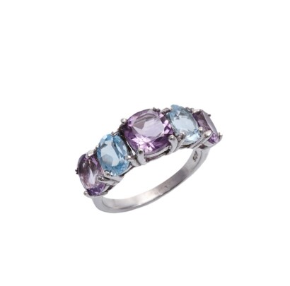 Blue Topaz and Amethyst Ring