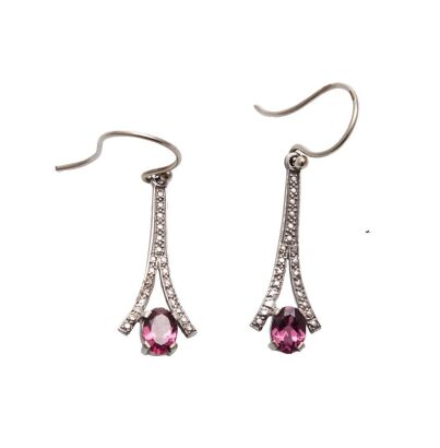 9ct White Gold Garnet Earrings