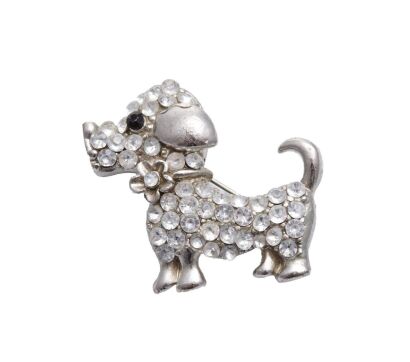 Silver Tone Dog Brooch