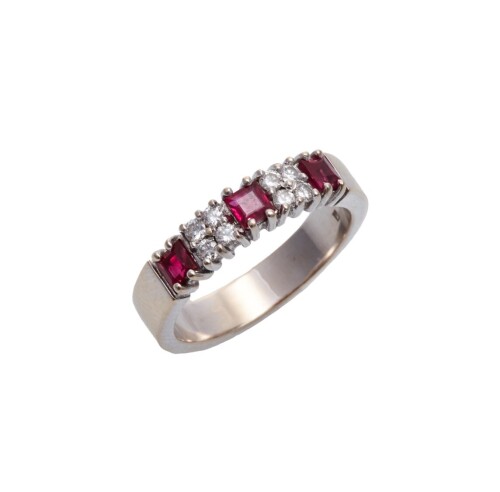 18ct White Gold Ruby and Diamond Ring