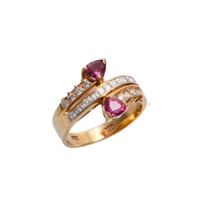 18ct Ruby and Diamond Bypass Ring