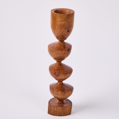 A Wobbly Wooden Turned Candleholder