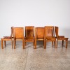 A Set Of Six Brutalist Seventies Rosewood And Leather Dining Chairs - 2