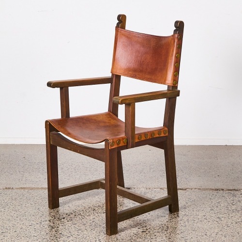 A Single Leather Brutalist Chair