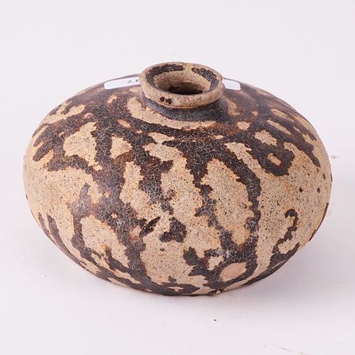 A Mirek Smisek Squat Vase in a Brown Salt Glaze