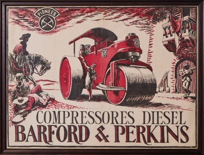 A Large Vintage Barford and Perkins Engines Advertising Poster