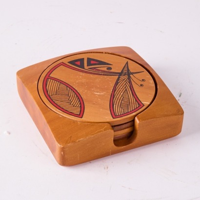 A Set of Vintage Kauri Coasters with a Varied Designs