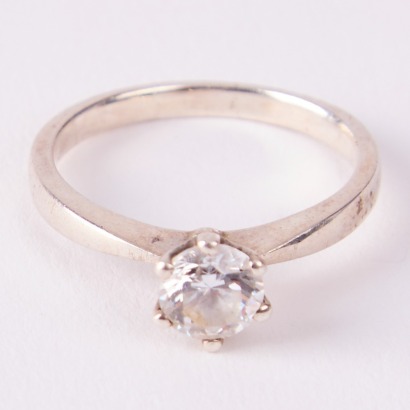 A Solitaire Stirling Silver CZ Dress Ring By Bijoux Gallery