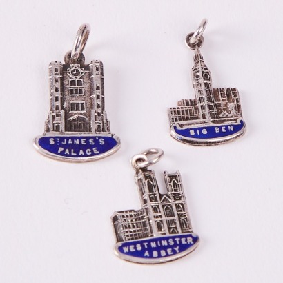 A Trio of Vintage Sterling Silver London Landmark Charms