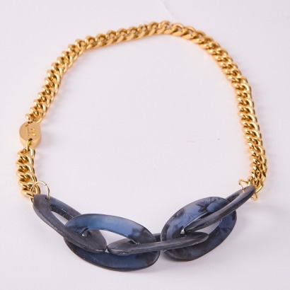 A Karen Walker Heavy Gold Chain And Resin Link Necklace