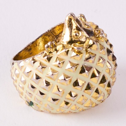 A Cream And Gold Vintage Metal Hedgehog Cocktail Ring