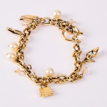 A Costume Jewellery Gold Metal Charm Bracelet