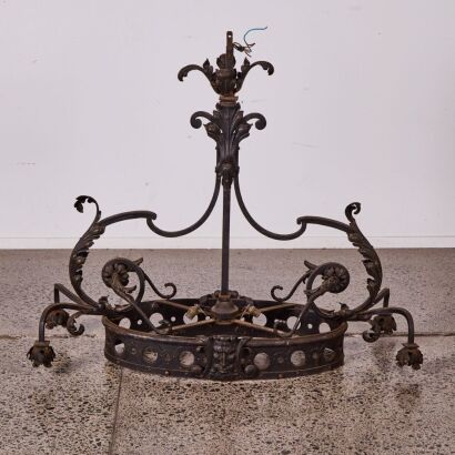 An Early 1900s French Wrought Iron Chandelier