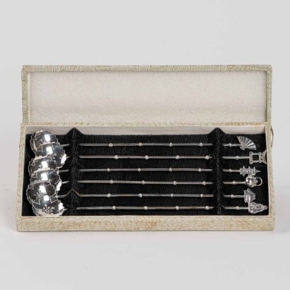 A Box of Six Japanese Silver Spoons