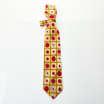 Versace, 100% Silk ,Yellow Sun Pattern Tie