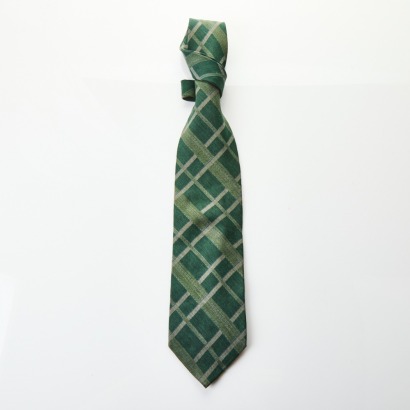 Giorgio Armani, Green Check 60% Rayon 40% Silk.Tie