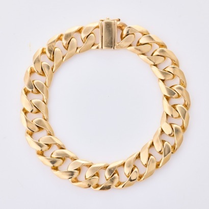 9ct Yellow Gold, 22cm Flat Curb Bracelet