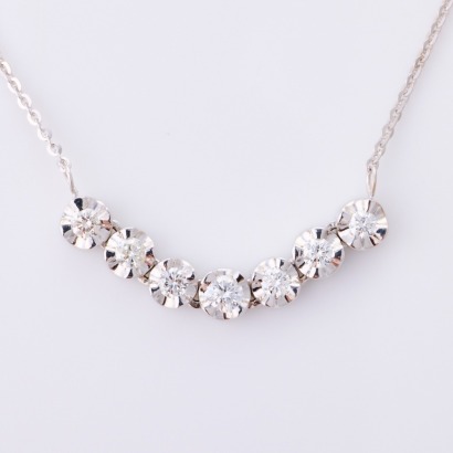 18ct White Gold, 55cm Modern, .80ct Diamond Necklace