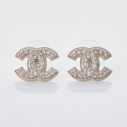 Chanel, Diamante Logo Earrings