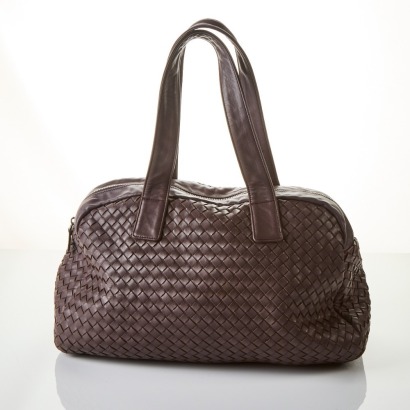 Bottega Veneta, Grey Intrecciato Satchel