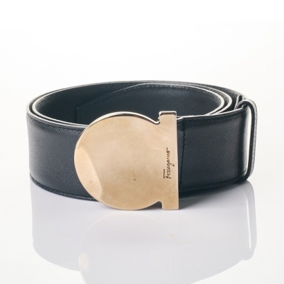 Salvatore Ferragamo, Black Gancini Belt 75cm