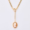 14ct Yellow Gold, 77cm Flat Link Chain with Cameo Pendant