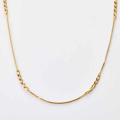 14ct Yellow Gold, 78cm Curb / Fox Tail Link Chain