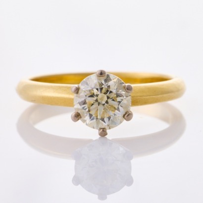 18ct Yellow Gold, Modern, .90ct Diamond Solitaire Ring