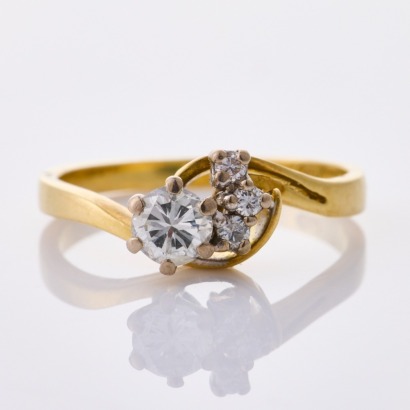 18ct Yellow Gold, Modern,.36ct Diamond Ring