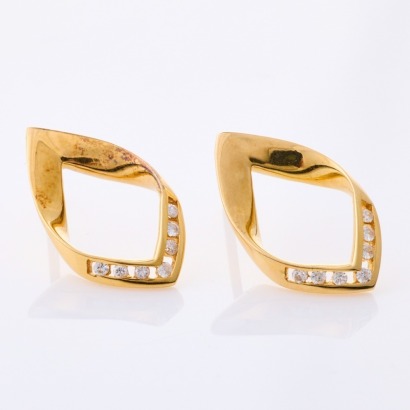 18ct Yellow Gold, .20ct Diamond Set Earrings