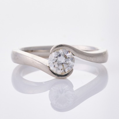 Platinum, Modern, Solitaire, .50ct Canadian Diamond Ring