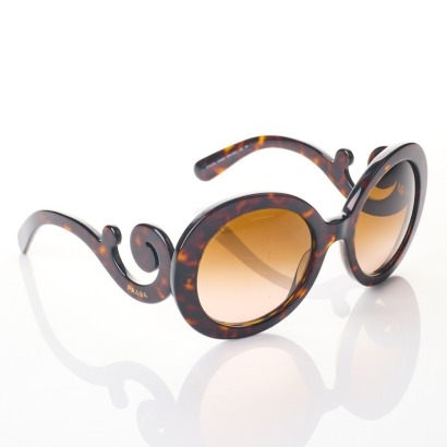 Prada, Baroque Tortoiseshell Patterned Sunglasses SPR 27 N with Box