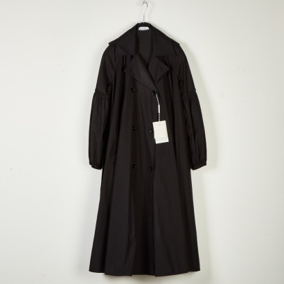 MAX MARA Empoli Black Cotton Poplin Double Breasted Overcoat - As new