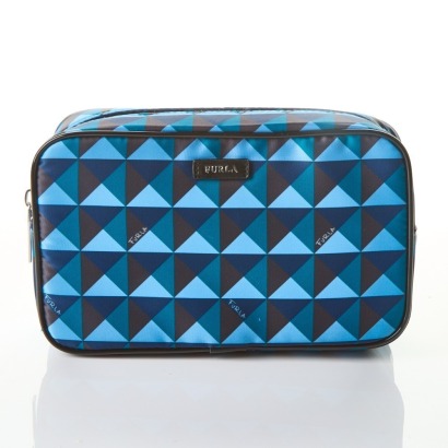 Furla, Blue Geometric Cosmetic Pouch - As new