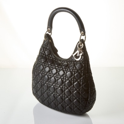 Christian Dior Lady Dior Black Cannage Leather Hobo Bag