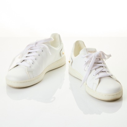 Valentino Garavani, Backnet Rockstud White Sneakers, Size 35 with Box