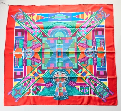 Hermes, L'Art Indien des Plaines 100% Silk Scarf with Box - As new