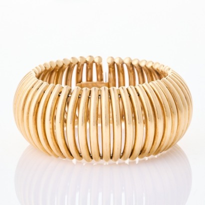 9ct Yellow Gold, Flexible Rounded Circular Tube Cuff