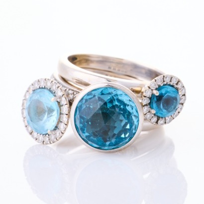 Hulchi Belluni, Topaz and Diamond Stacker 3 x Ring Set